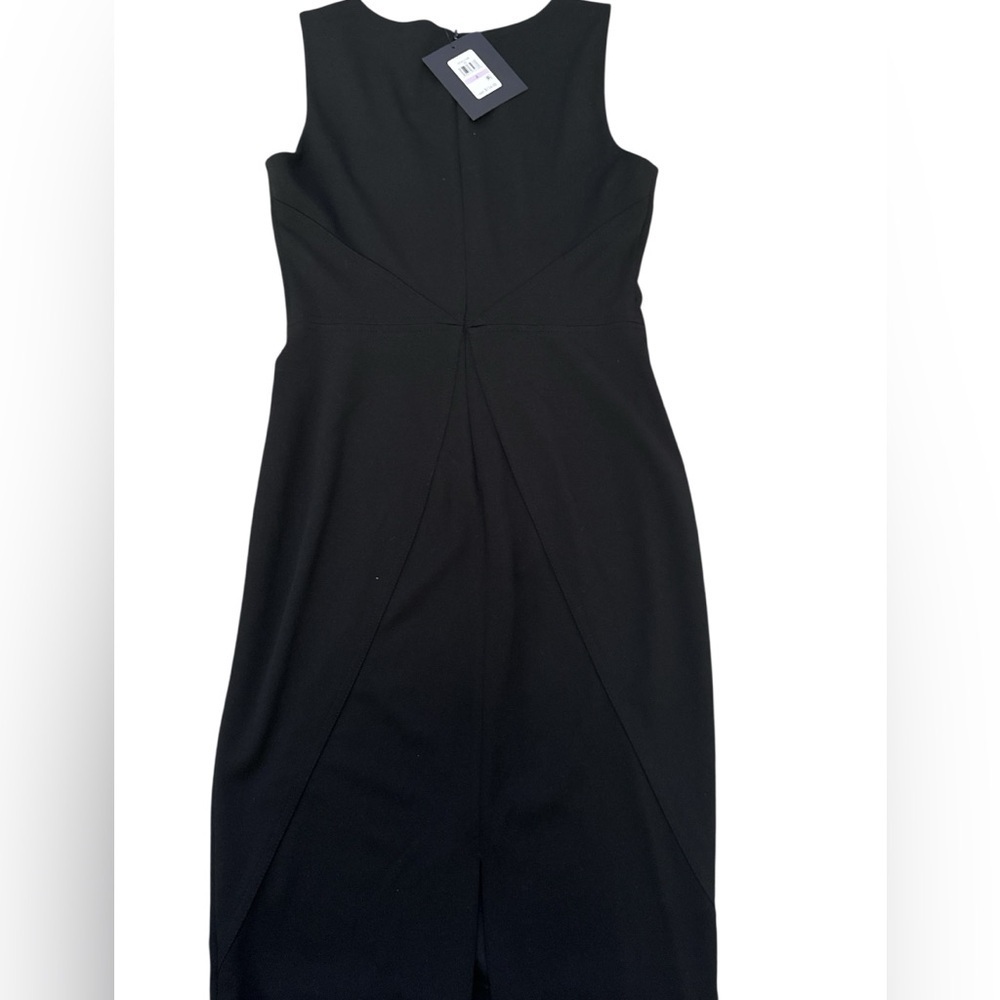 Halston Heritage Starburst-Seamed Scuba Crepe Sleeveless Sheath Dress Black Nwt - Picture 9 of 14